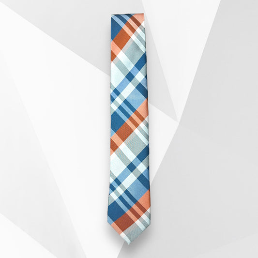 Rust And Blue Plaid Tie