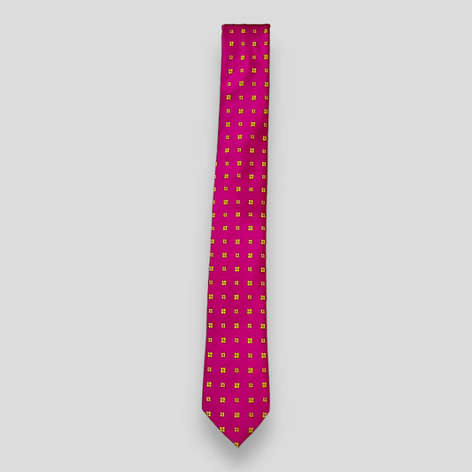 Yellow Flower On Magenta Tie