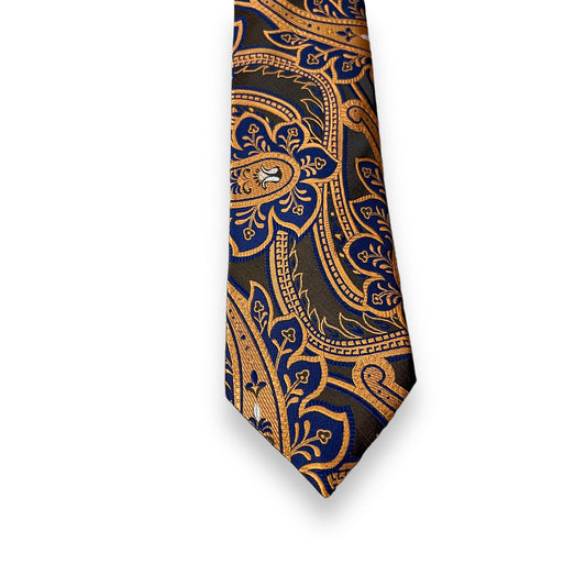 Blue And Carmel Paisley Tie