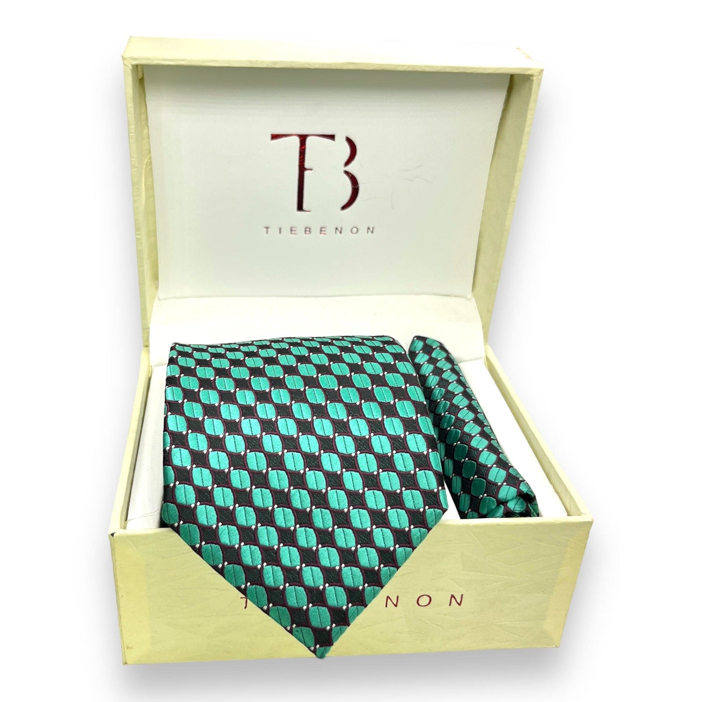 Sea Green And Black Geometric Tie Combo