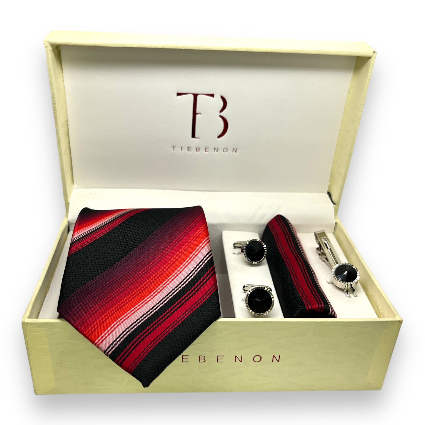 Red Gradiant Stripe Tie Combo