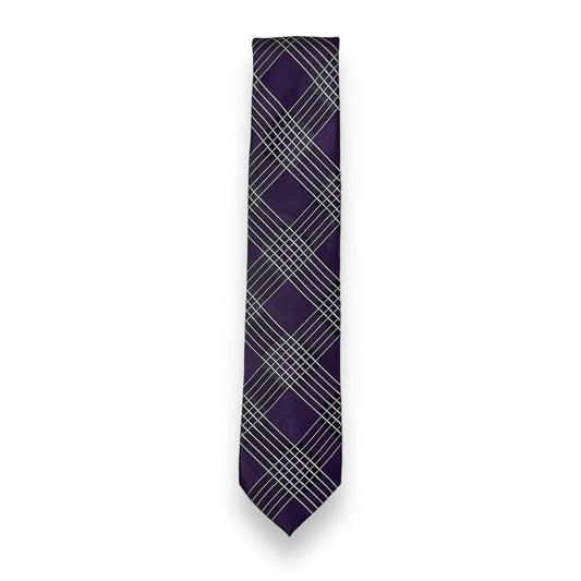 Wine And Silver Check Tie