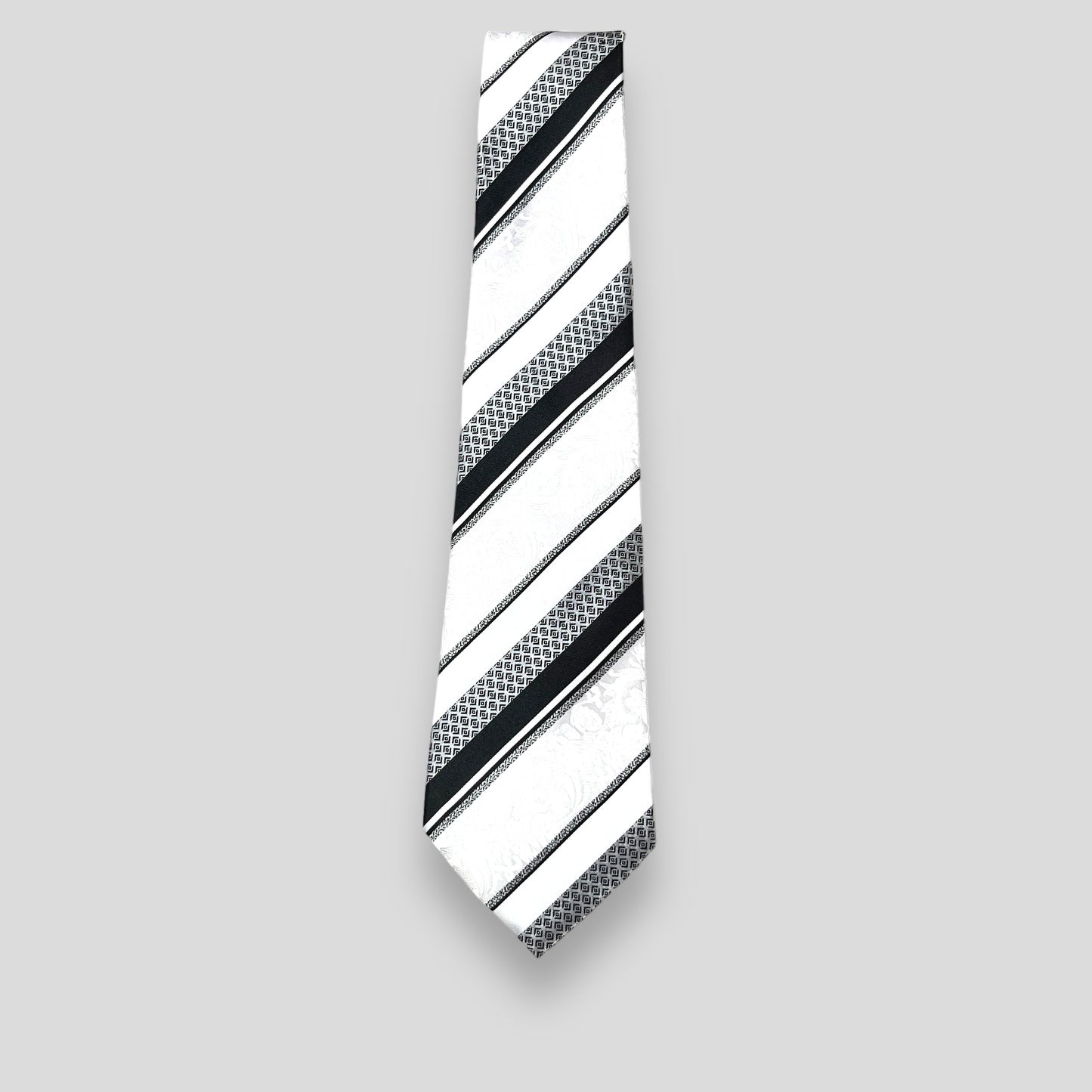 White And Black Stripe Tie