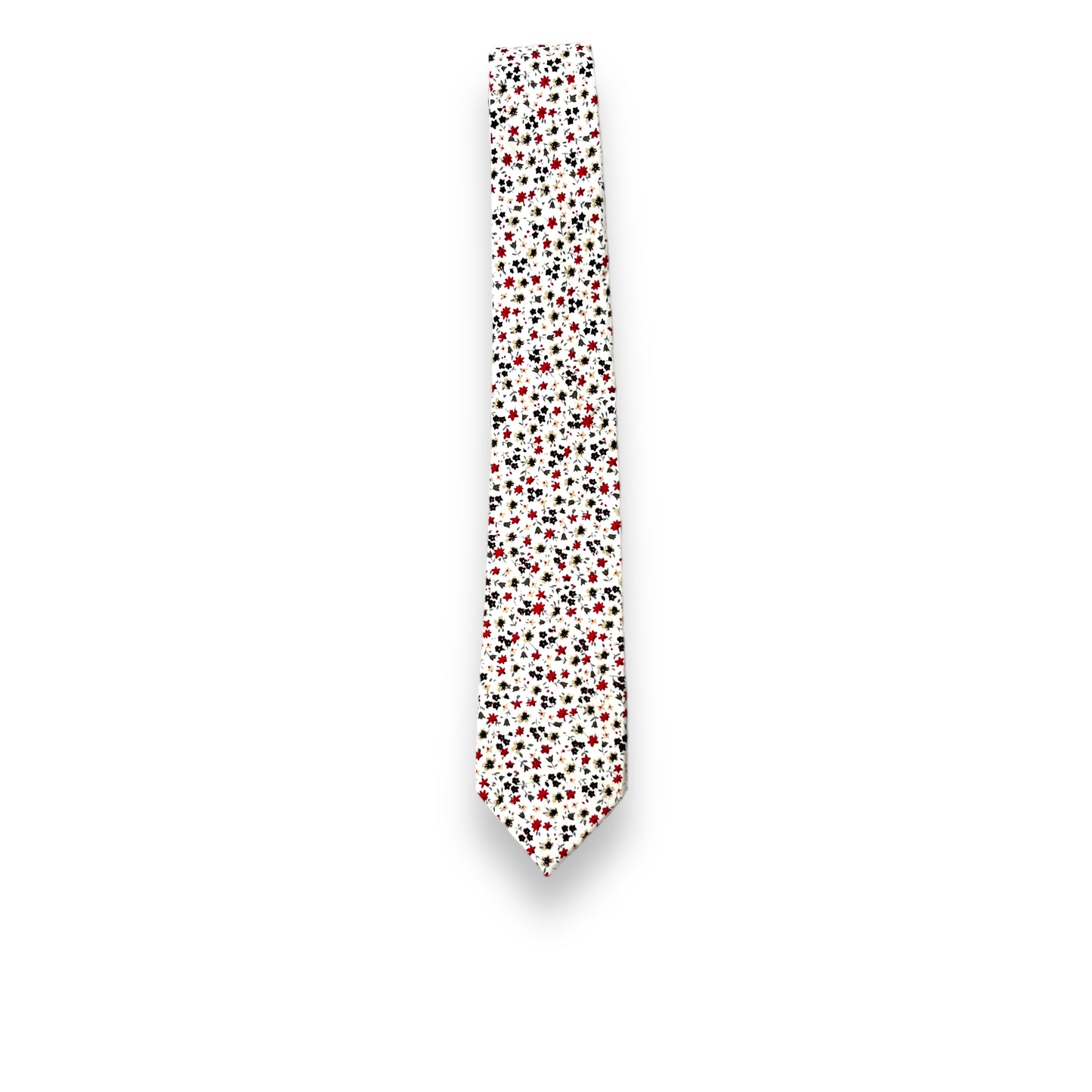 Red Flower Printed Cotton Tie