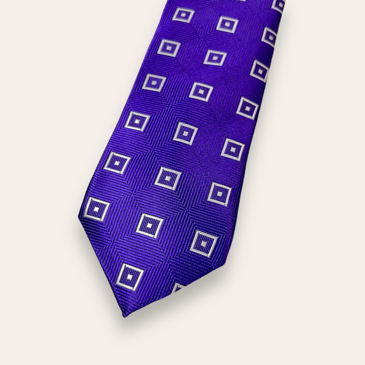 White Square Purple Tie