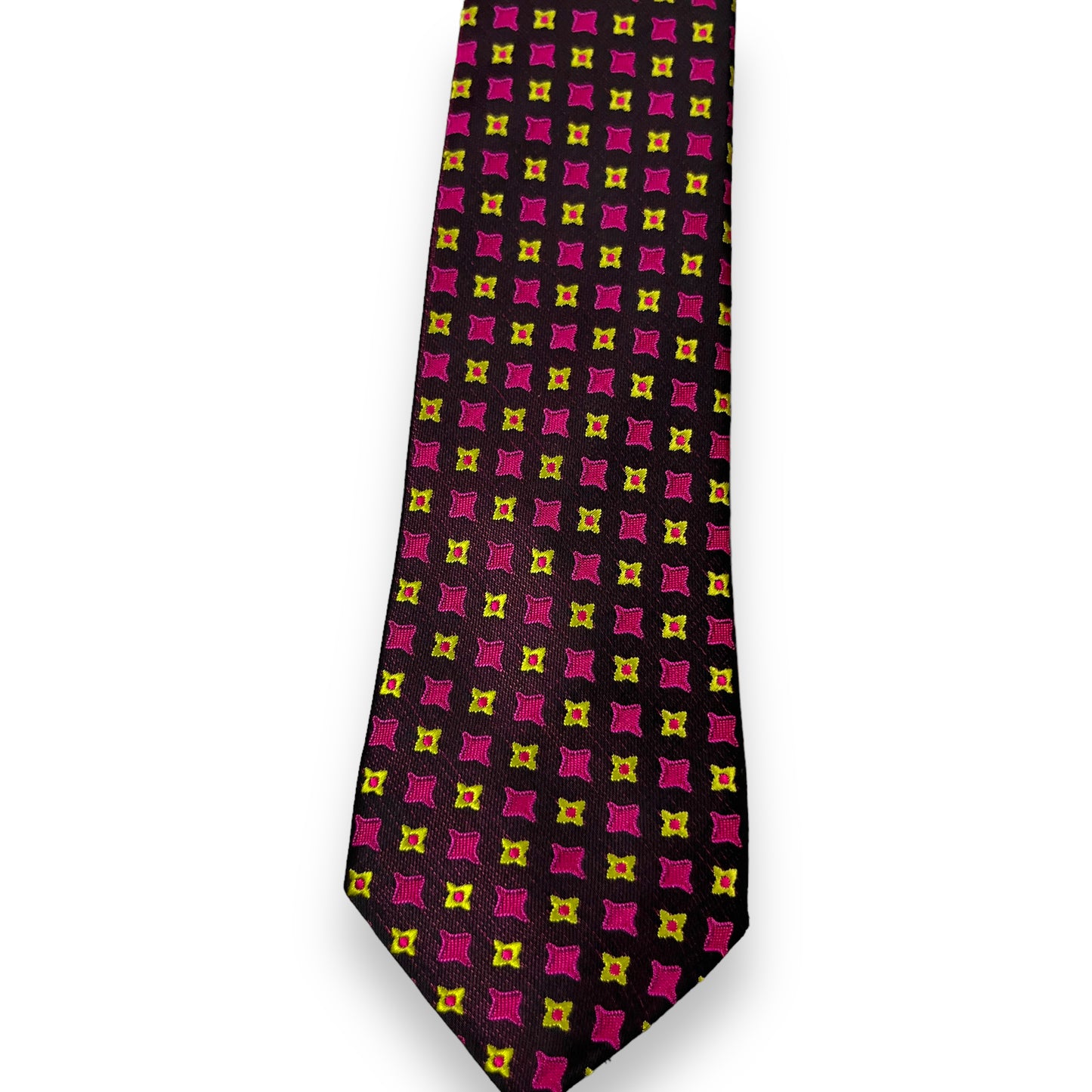 Pink And Yellow Geometric Tie