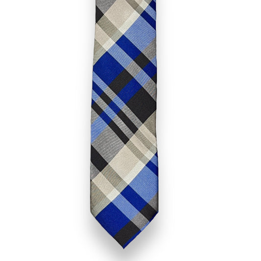 Grey And Blue Plaid Tie