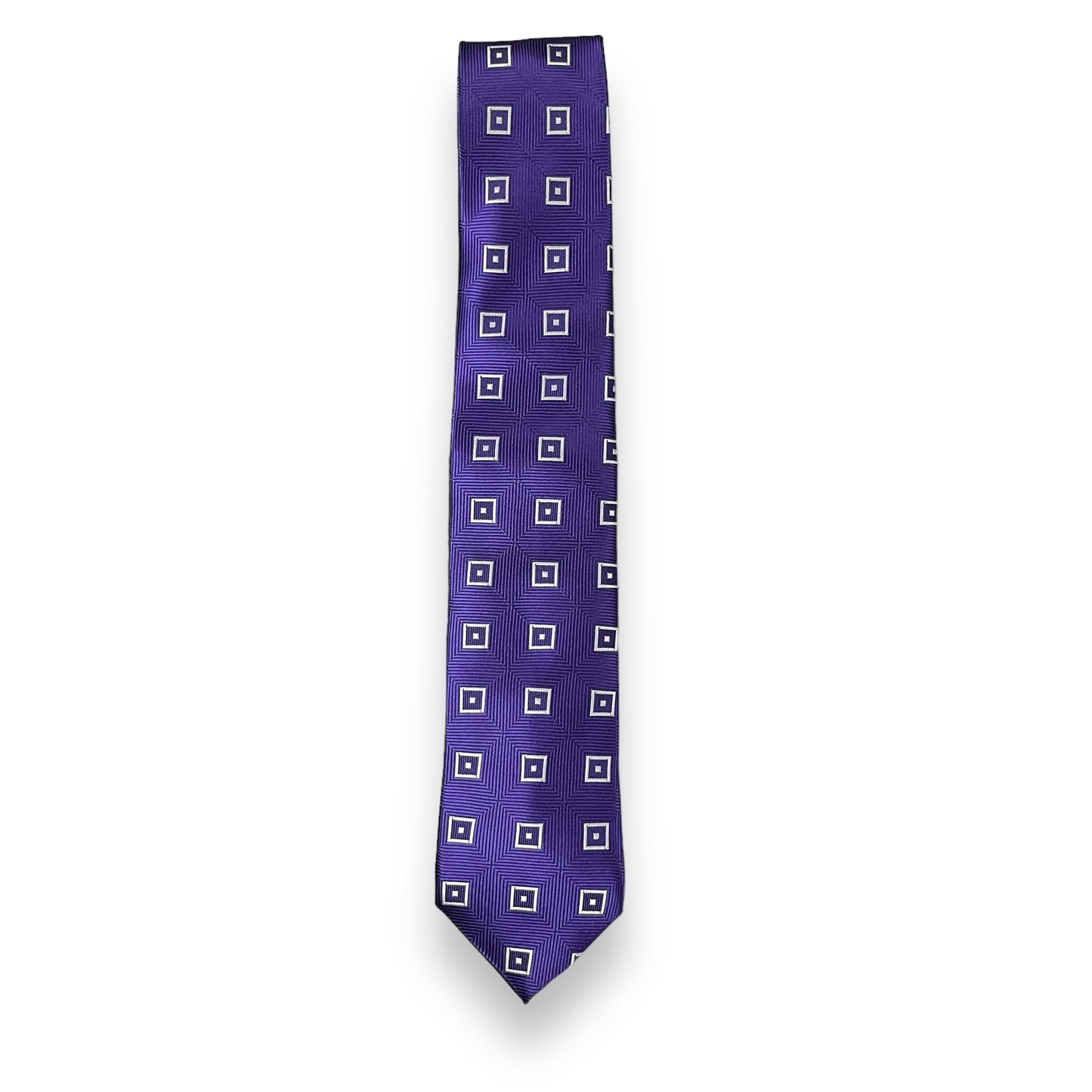 White Square Purple Tie