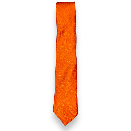 Dark Orange Self Paisley Tie