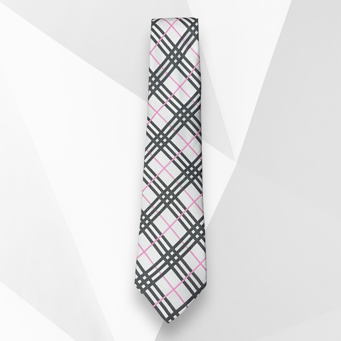 Silver And Black Plaided Tie