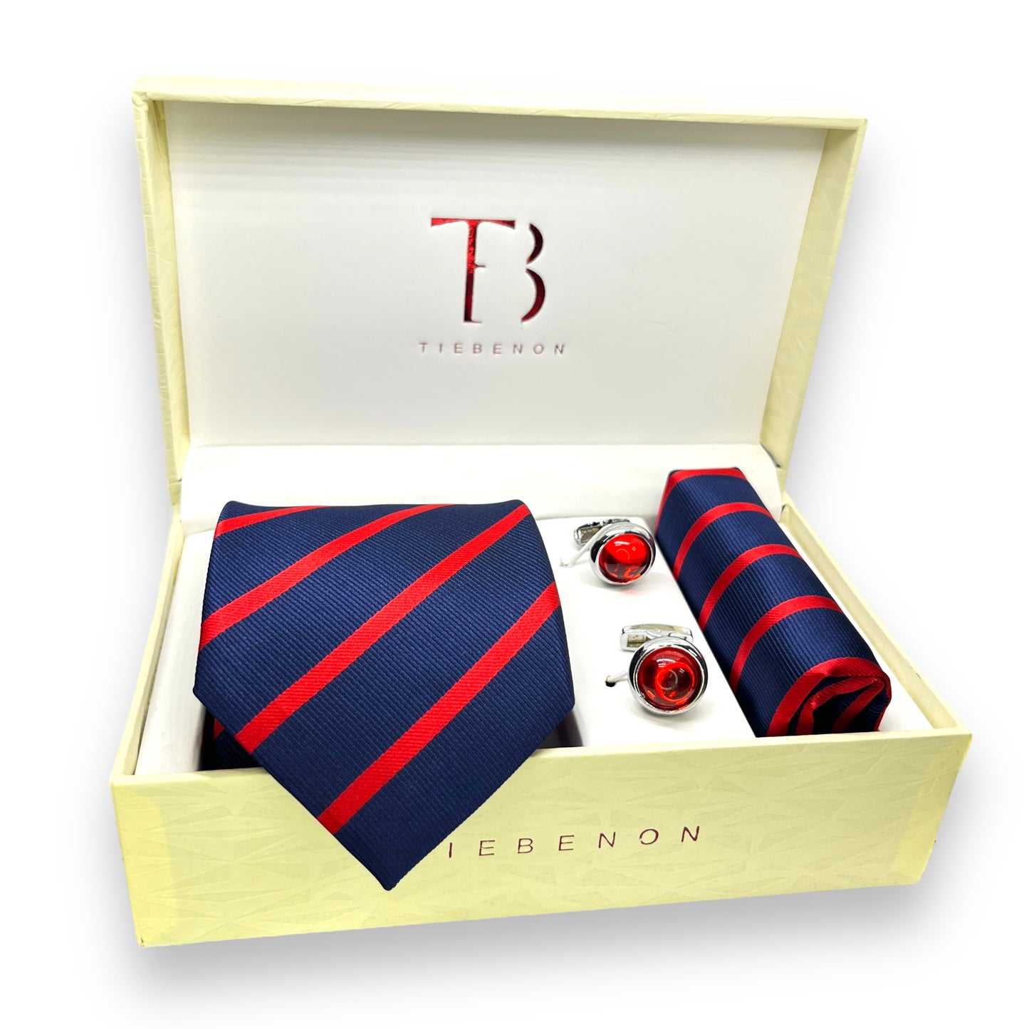 Red And Blue Stripe Tie Combo