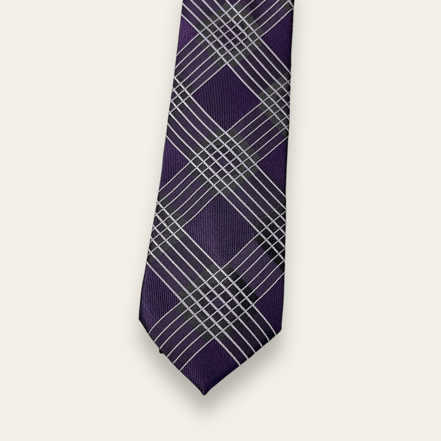 Wine And Silver Check Tie