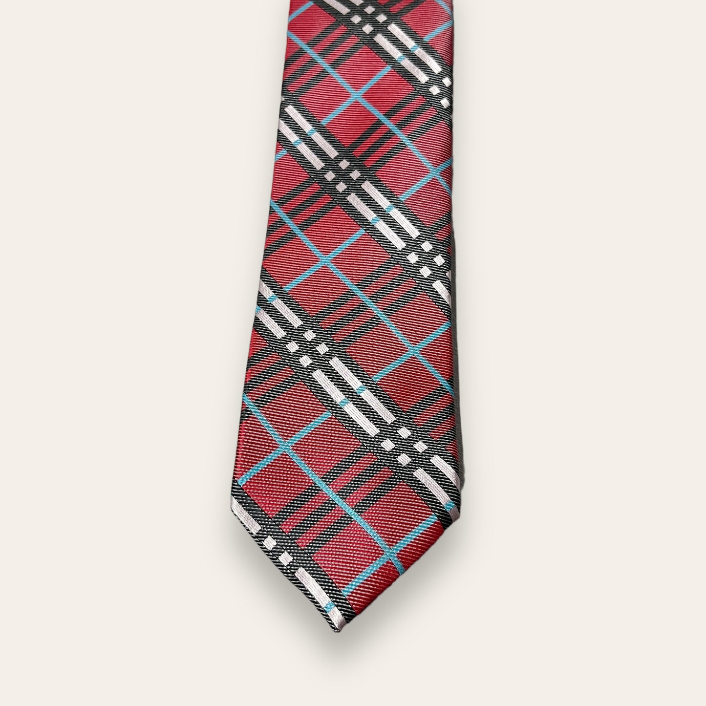 Red Burberry Check Tie