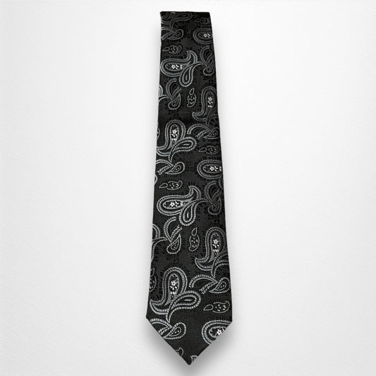 Black And Grey Paisley Tie