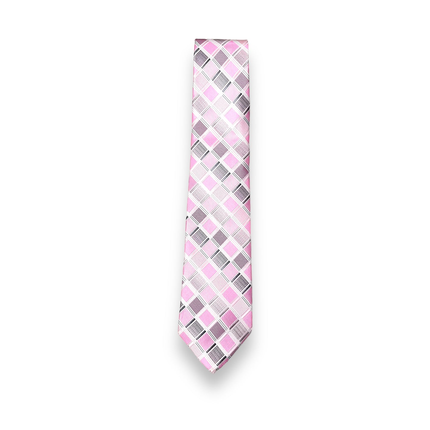 Pink And Grey Checkered Tie