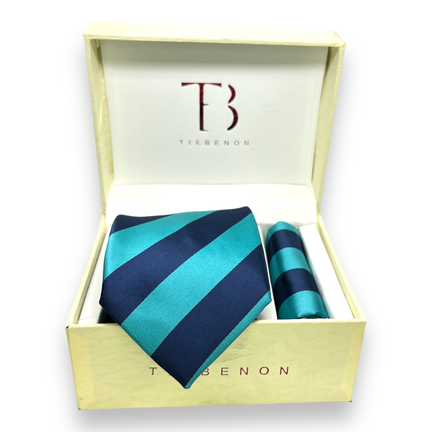 Teal Blue Stripe Tie Combo