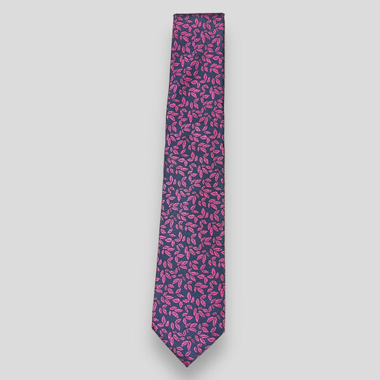 Pink Leaves Blue Tie