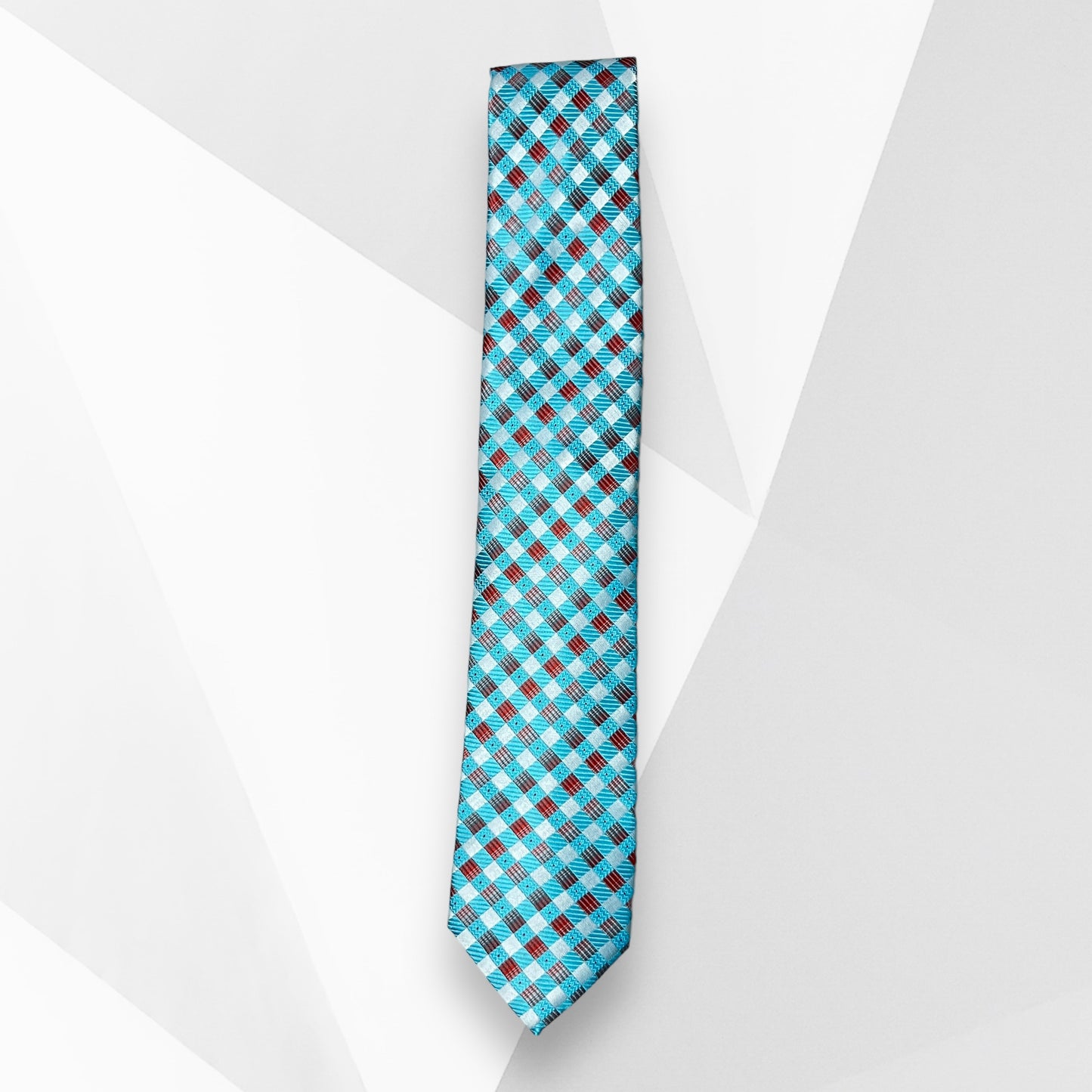 Cyan Checkered Tie