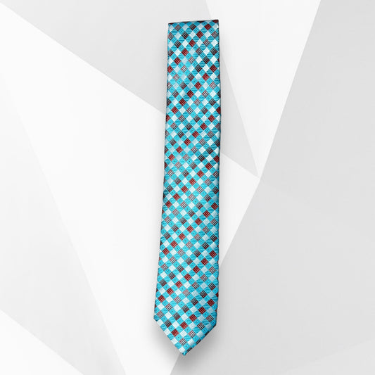 Cyan Checkered Tie