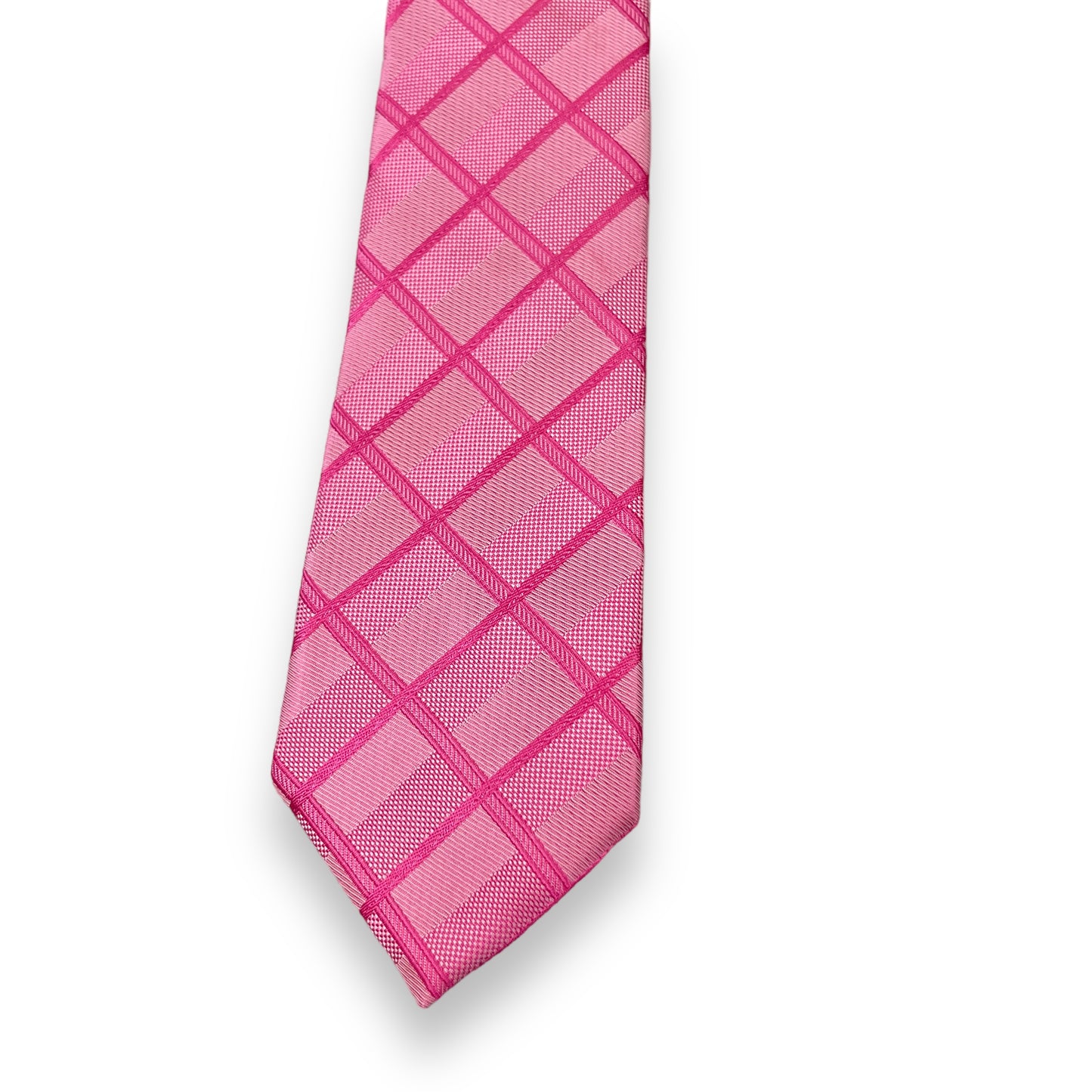 Pink Self Plaid Tie