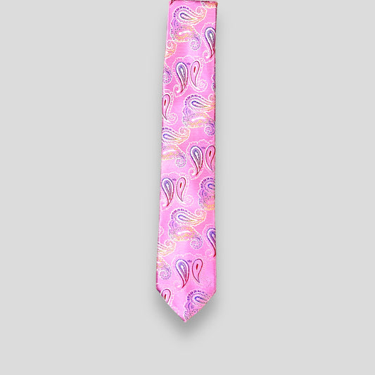 Pink Multicolor Paisley Tie