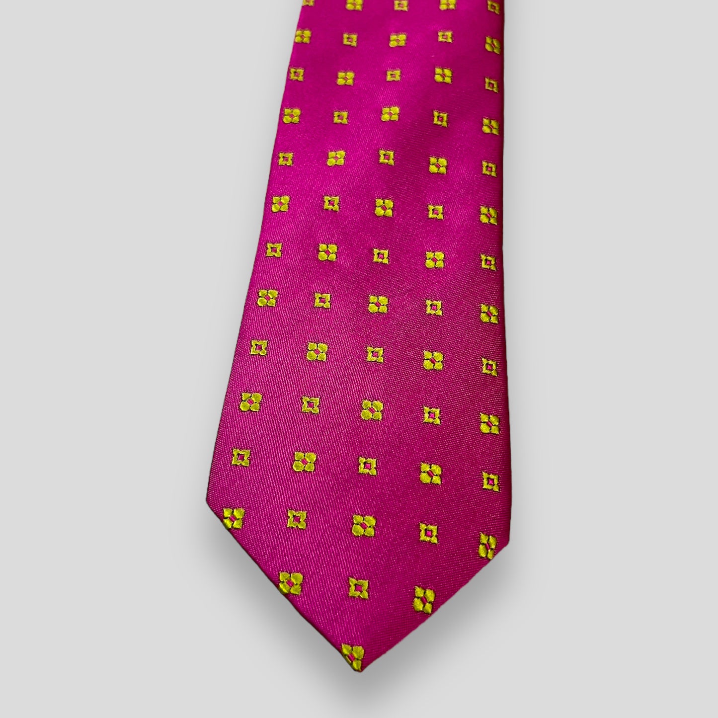 Yellow Flower On Magenta Tie