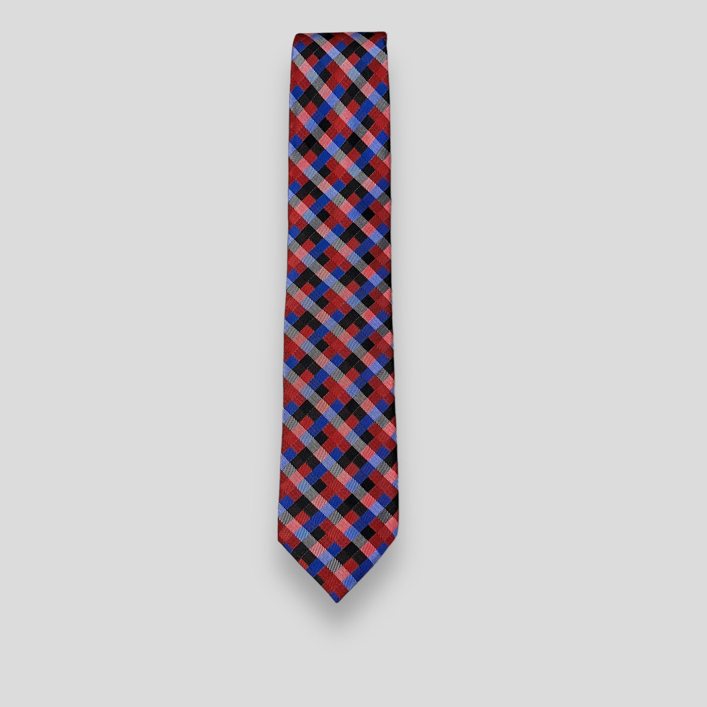 Red And Royal Blue Checkered Tie