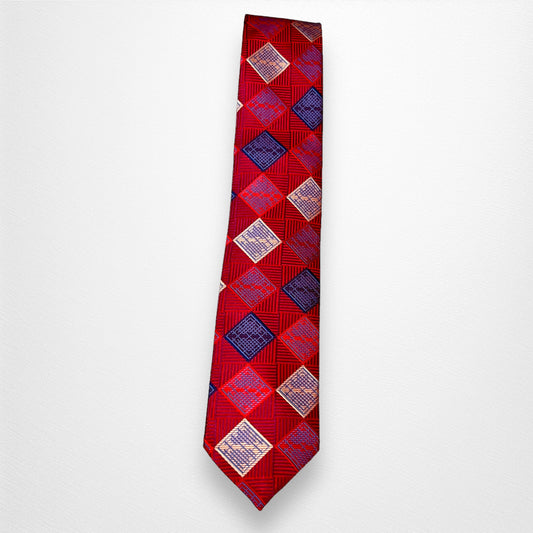 Dark Red Geometric Tie