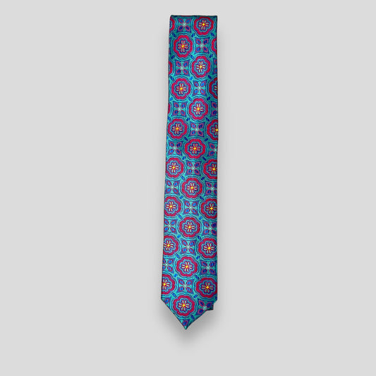 Teal Classic Geometric Tie