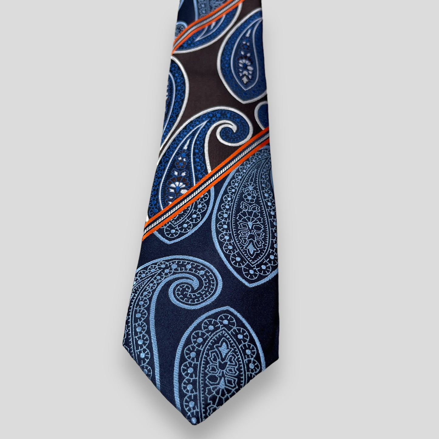 Brown And Blue Big Paisley Designer Tie