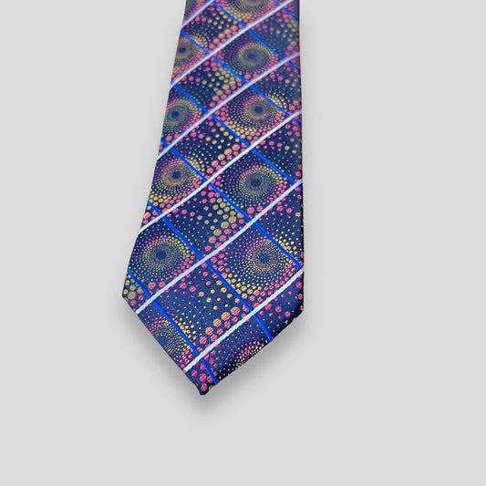 Blue Ombre Dotted Check Tie