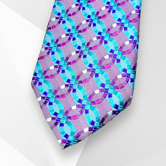 Cyan Geometric Tie