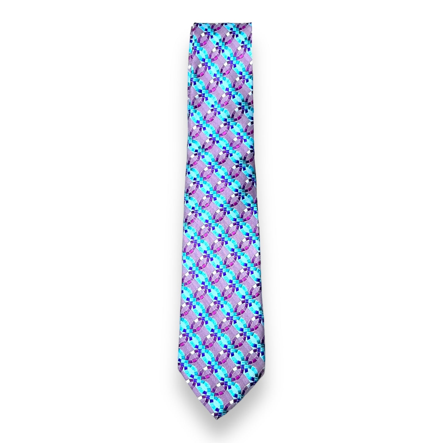 Cyan Geometric Tie