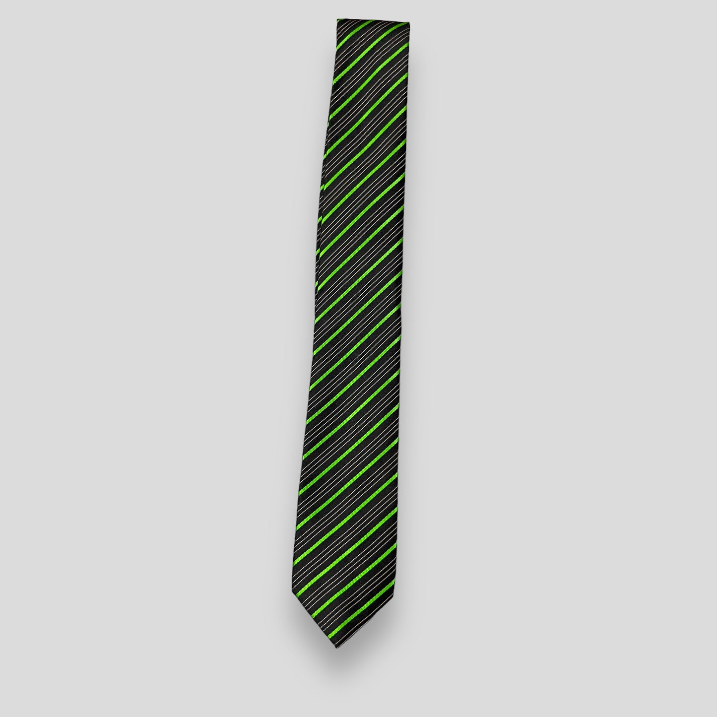 Neon Green And Black Stripe Tie