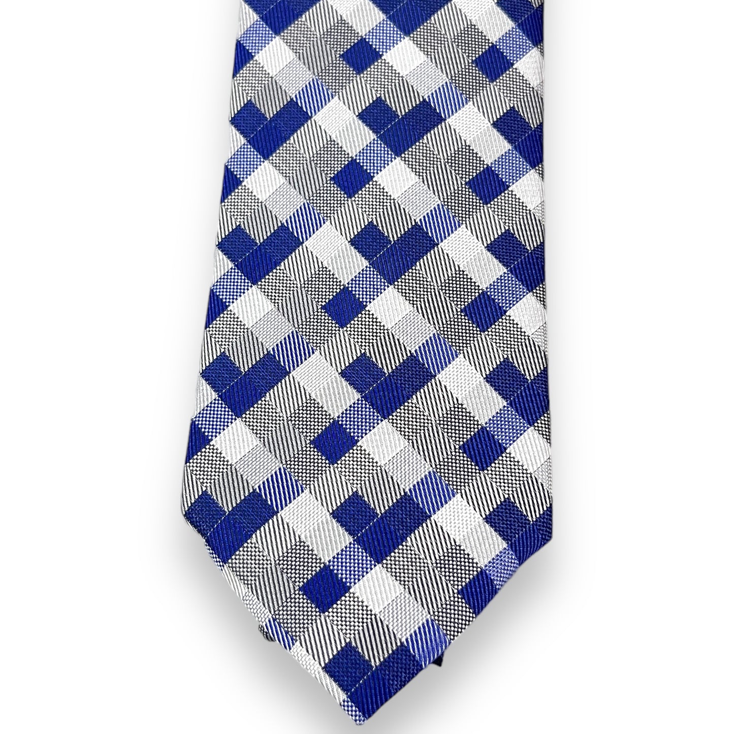 Blue And Grey Checkered Tie