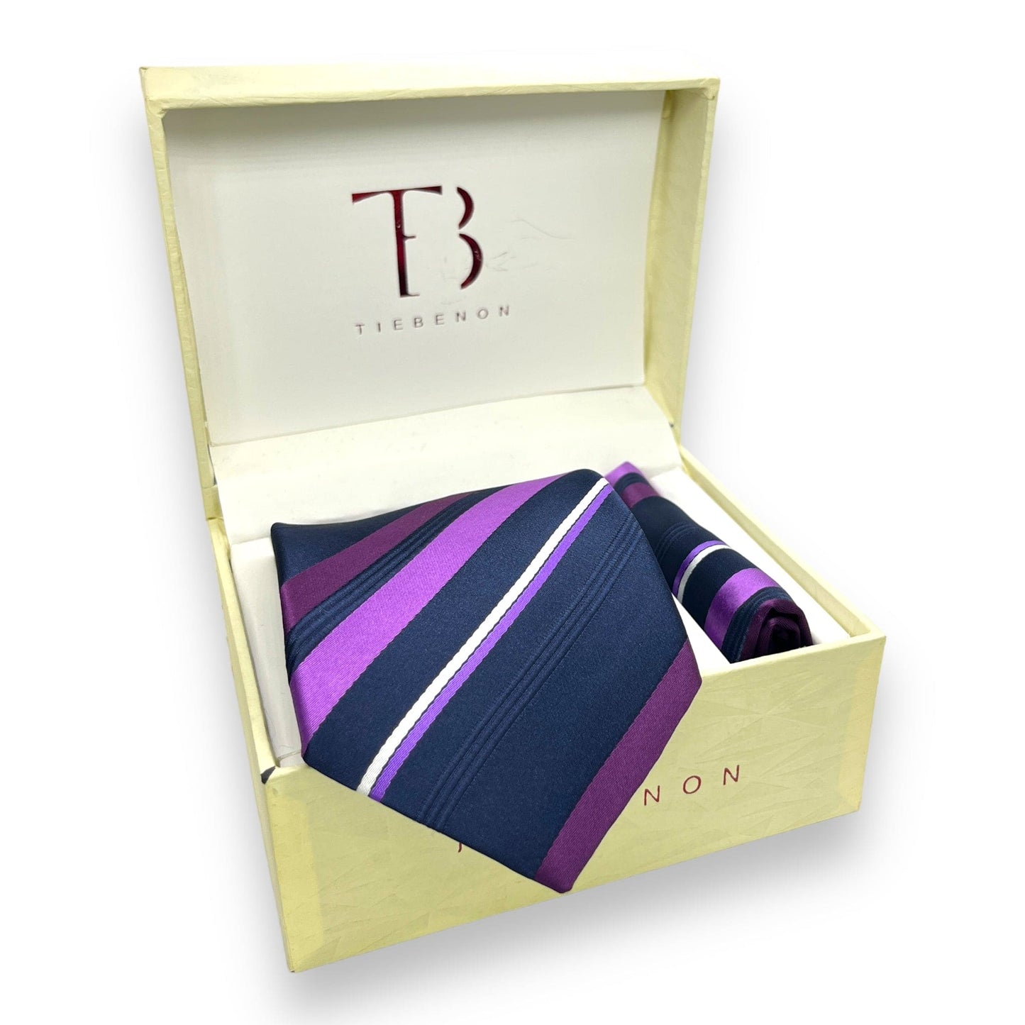 Blue And Purple Stripe Tie Combo