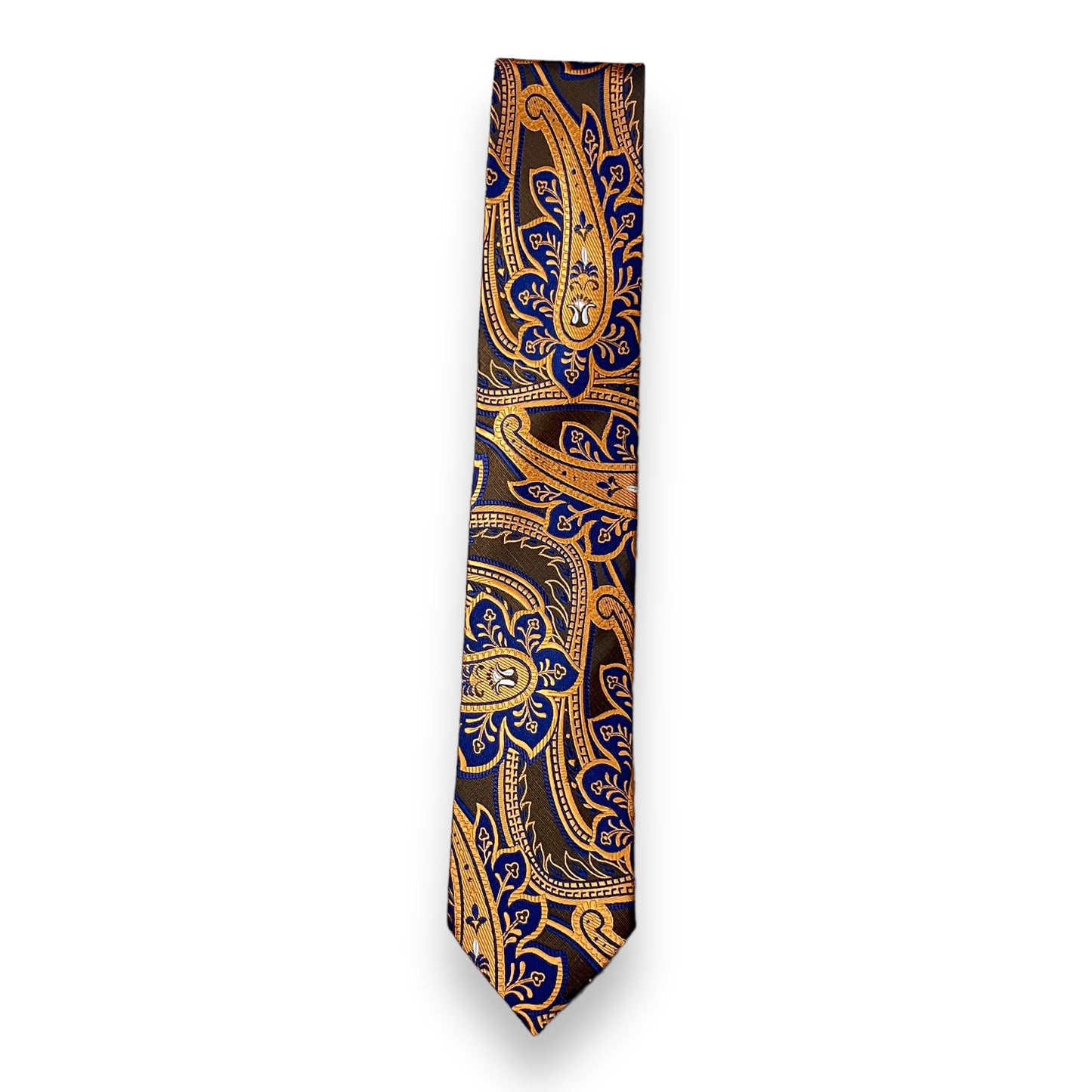 Blue And Carmel Paisley Tie