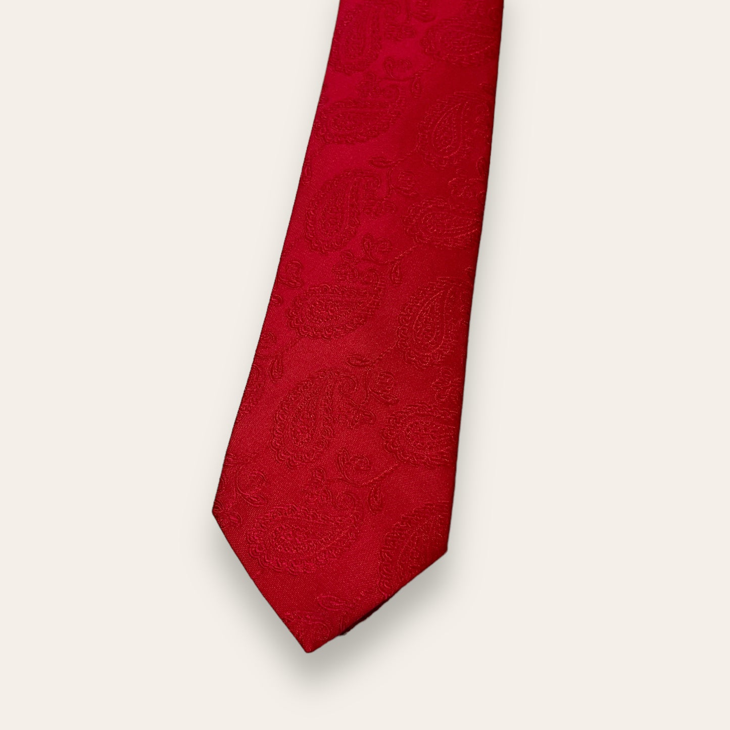 Red Self Paisley Tie