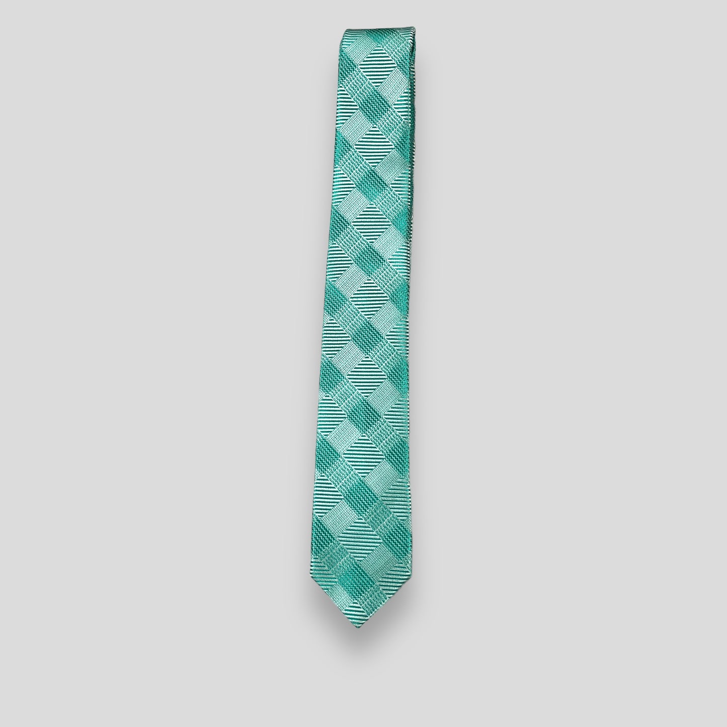 Turquoise Blue Self Check Tie