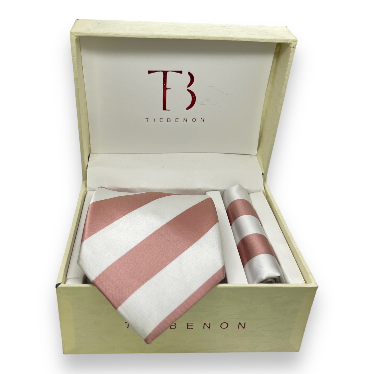 White And Rosegold Stripe Tie