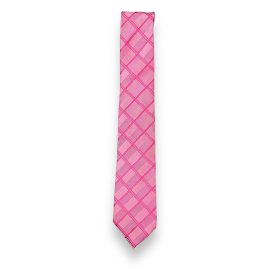 Pink Self Plaid Tie