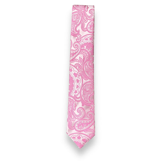 Pink Self Big Paisley Tie