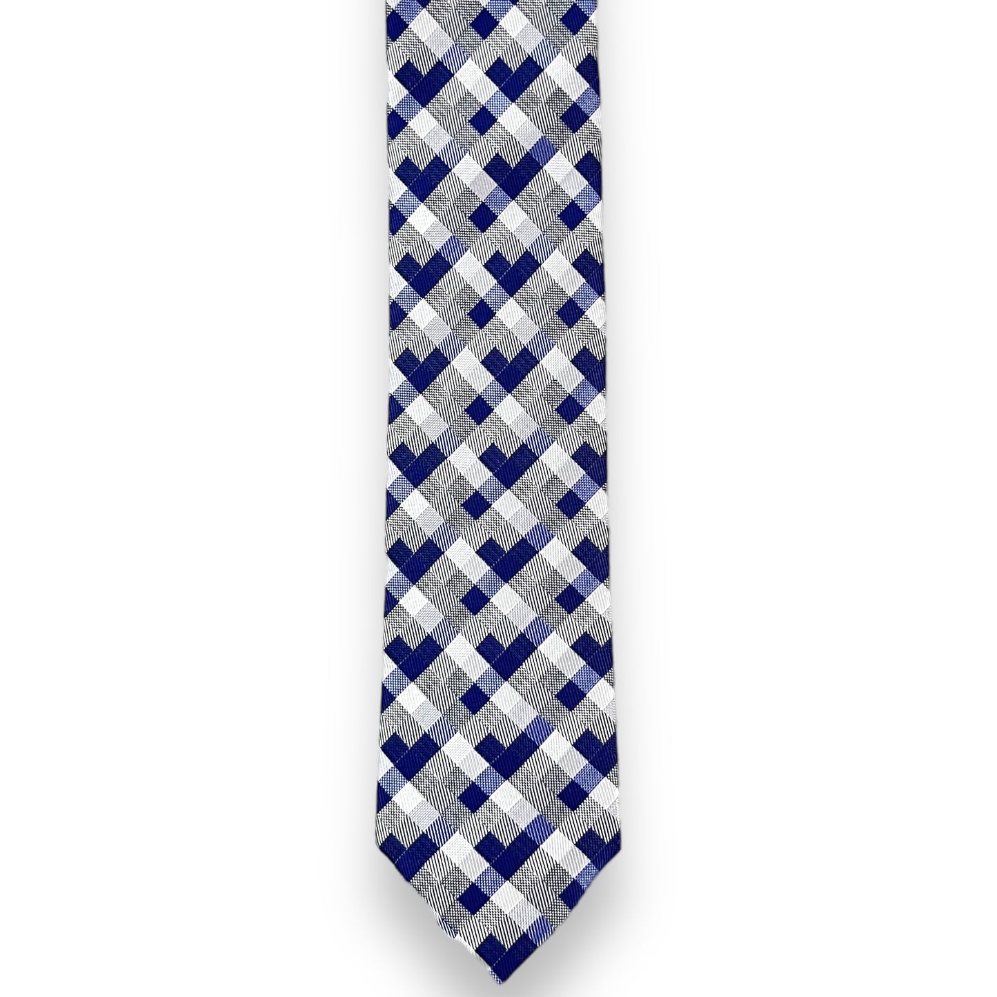 Blue And Grey Checkered Tie