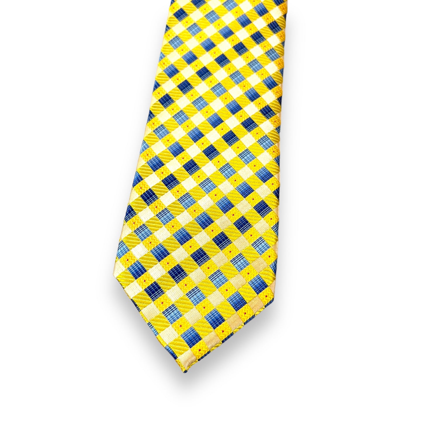 Yellow And Blue Checkered Tie Combo