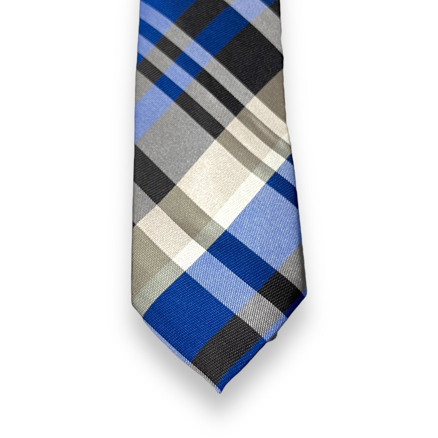 Grey And Blue Plaid Tie