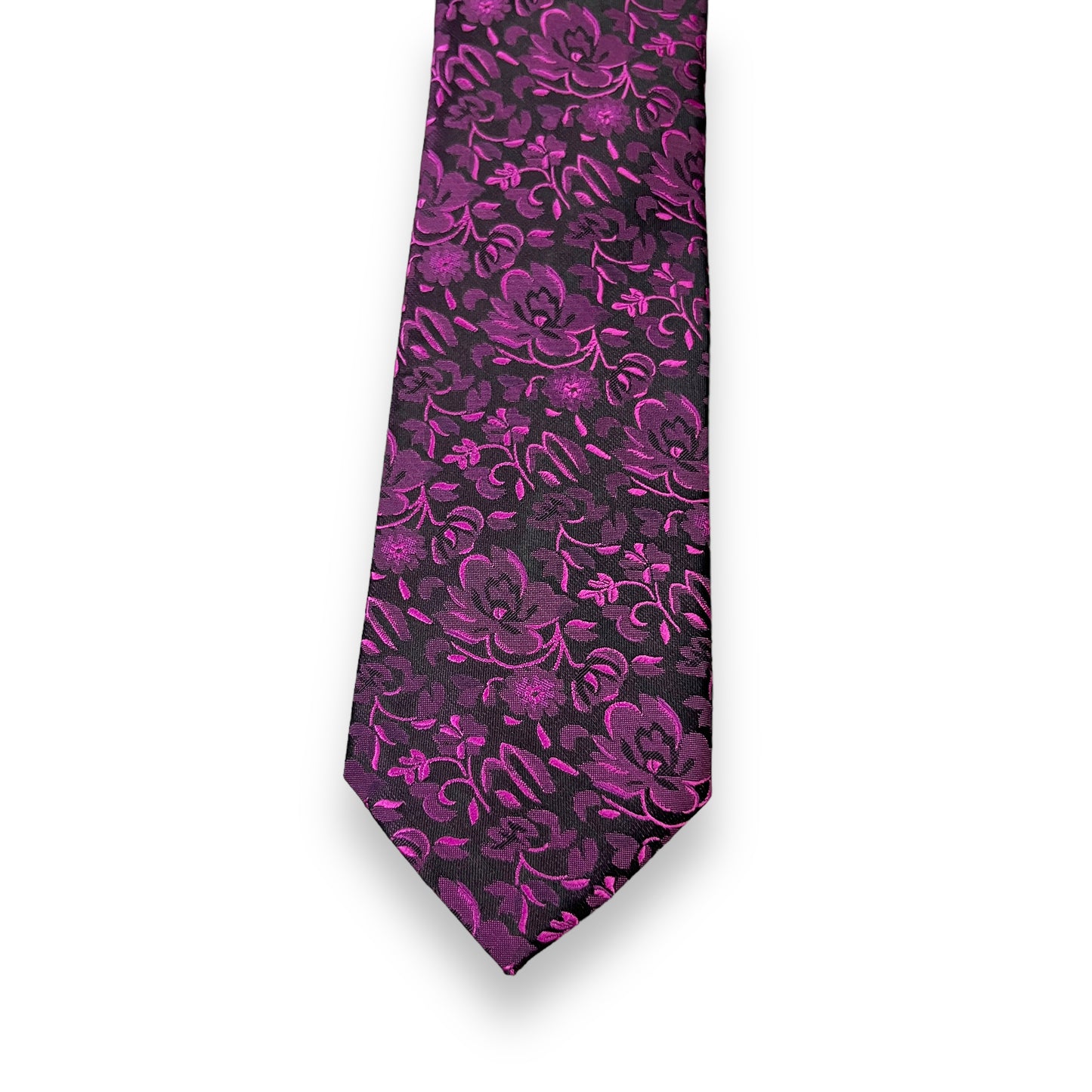 Pink And Black Floral Tie