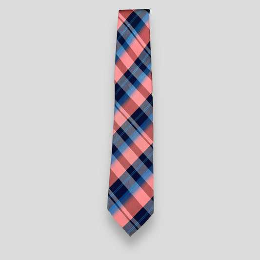 Peach And Teal Plaid Tie