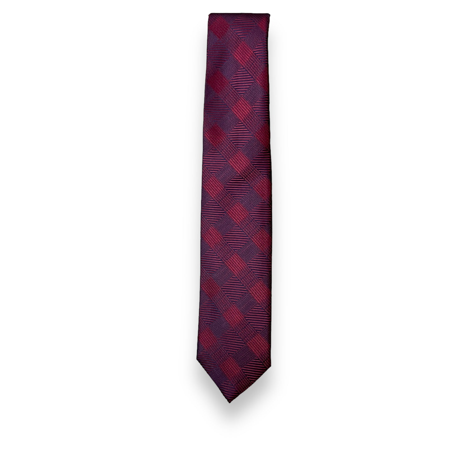 Burgundy Self Checkered Tie