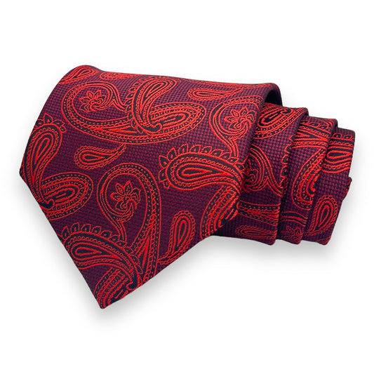 Red And Burgundy Paisley Tie Combo