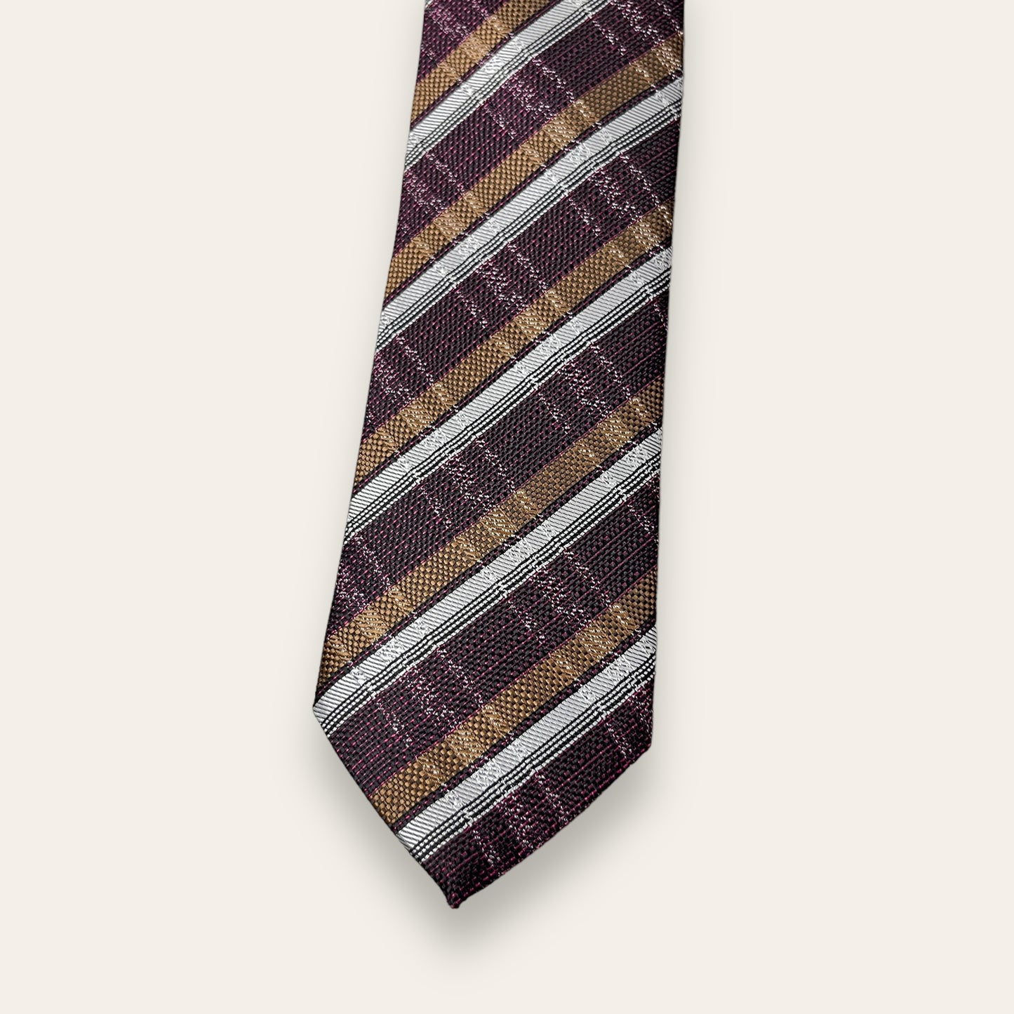 Wine Textured Plaid Tie